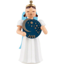 Faltenlangrockengel Mond und Sterne, farbig - 6,6 cm