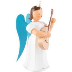 Faltenlangrockengel mit Gitarre, farbig - 22 cm