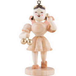 Kurzrockengel mit Weihnachtskugeln, natur - 6,6 cm