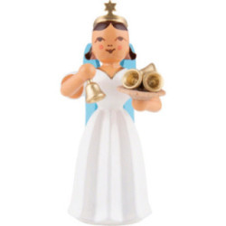 Faltenlangrockengel mit Glöckchen, farbig - 6,6 cm