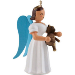 Faltenlangrockengel mit Teddy, farbig - 6,6 cm