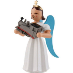 Faltenlangrockengel mit Eisenbahn, farbig - 6,6 cm