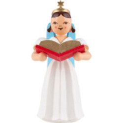 Faltenlangrockengel mit Märchenbuch, farbig - 6,6 cm