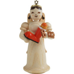 Langrockengel mit Nikolausstiefel, natur - 6,6 cm