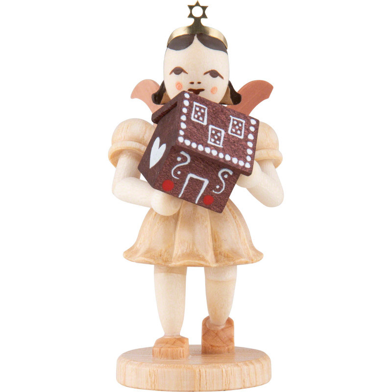 Angel Short Skirt with Gingerbread House - Natural - 6,6 cm / 2.6 inch