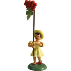 Blumenkind mit Vogelbeere, farbig - 12 cm