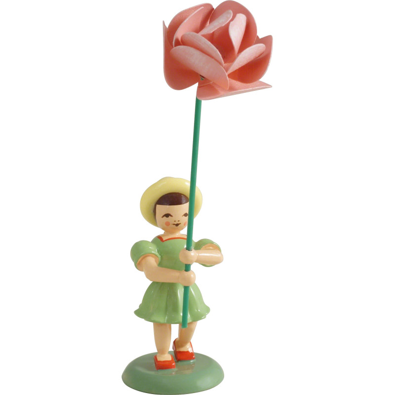 Blumenkind mit Pfingstrose, farbig - 11,5 cm