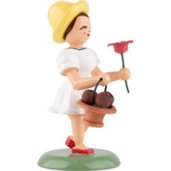 Flower Girl with Apple Basket, Natural - 6,6 cm / 2.6 inch
