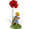 Flower Child with Field Poppy and Melodica Sitting - 12 cm / 4.7 inch