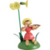 Blumenkind mit Primel und Violine sitzend - 12 cm