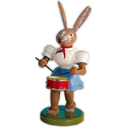 Easter Bunny with Drum, Colored - 7,5 cm / 3 inch