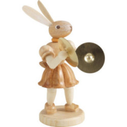 Easter Bunny with Cymbal - Natural - 7,5 cm / 3 inch