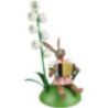 Easter Bunny with Lily of the Valley and Accordion sitting colored - 10 cm / 3.9 inch