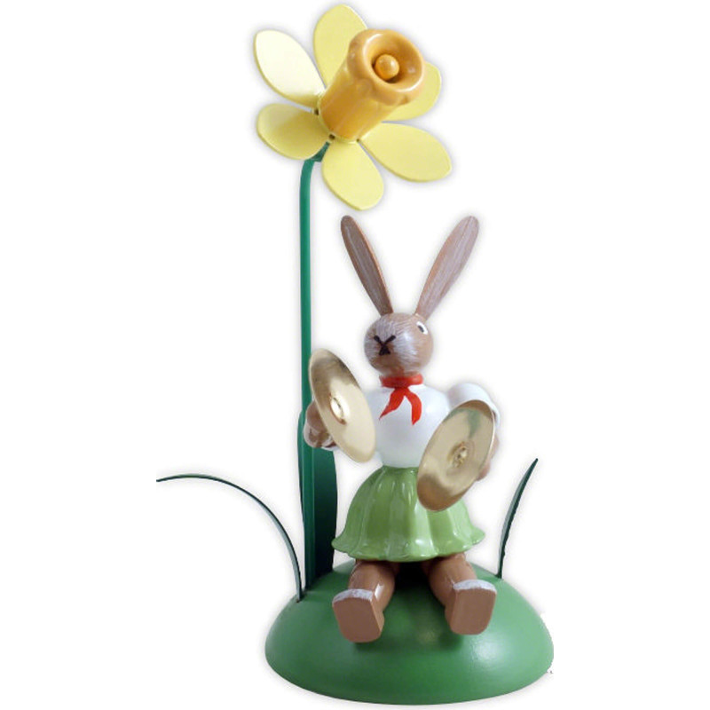 Easter Bunny with Narcissus and Cymbals, Colored - 10 cm / 3.9 inch