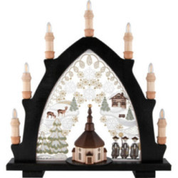 Candle Arch - Seiffen Church Black - Embroidery Colored - 41x45 cm / 16.1x17.7 inch