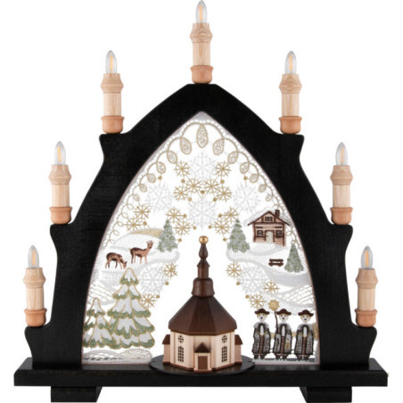 Candle Arch - Seiffen Church Black - Embroidery Colored - 41x45 cm / 16.1x17.7 inch