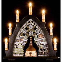 Candle Arch - Seiffen Church Black - Embroidery Colored - 41x45 cm / 16.1x17.7 inch