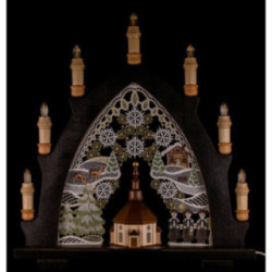 Candle Arch - Seiffen Church Black - Embroidery Colored - 41x45 cm / 16.1x17.7 inch