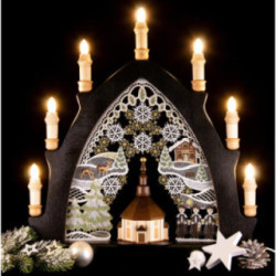 Candle Arch - Seiffen Church Black - Embroidery Colored - 41x45 cm / 16.1x17.7 inch