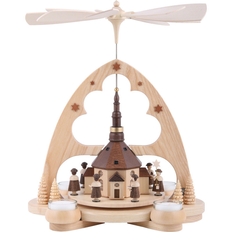 1-stöckige Pyramide Kirche in Seiffen - 34 cm