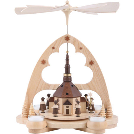 1-stöckige Pyramide Kirche in Seiffen - 34 cm
