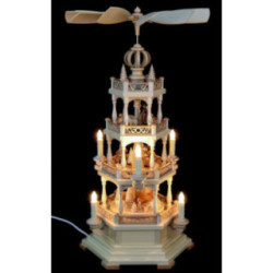 4-stöckige Pyramide Waldmotiv - 63 cm - 230 V Elektromotor