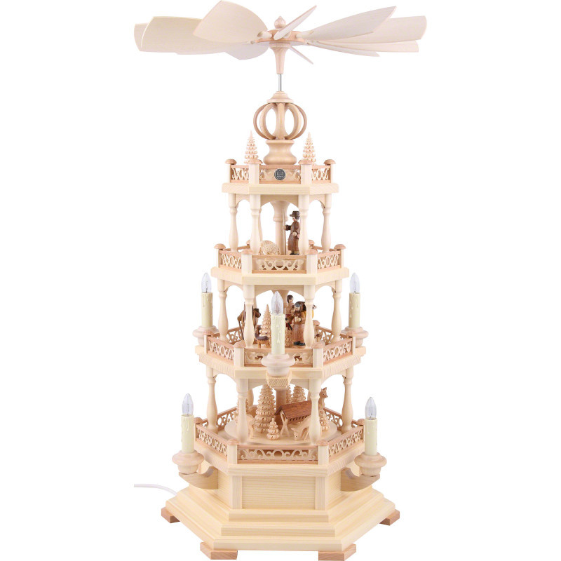 4-Tier Pyramid - Forest Scene - 63 cm / 25 inch - 120 V Electr. Motor (US-Standard)