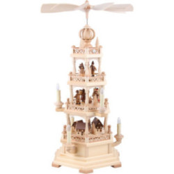 4-Tier Pyramid - Erzgebirge Motif - 62 cm / 24 inch - 120 V Electr. Motor (US-Standard)