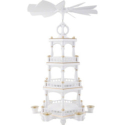 3-Tier Pyramid - without Figurines, White-Gold - 51 cm / 20 inch