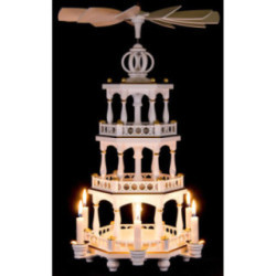 3-stöckige Pyramide unbestückt, weiß-gold - 51 cm