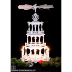 3-stöckige Pyramide unbestückt, weiß-gold - 51 cm