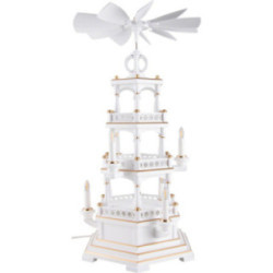 3-Tier Pyramid - without Figurines, White-Gold - 230 V Electr. Motor - 58 cm / 22.8 inch