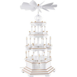 3-Tier Pyramid - without Figurines, White-Gold - 230 V Electr. Motor - 58 cm / 22.8 inch