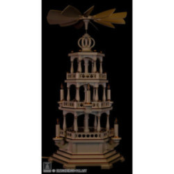3-Tier Pyramid - without Figurines, White-Gold - 230 V Electr. Motor - 58 cm / 22.8 inch
