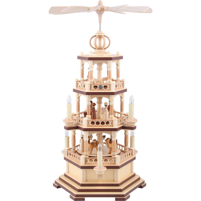 3-Tier Pyramid - The Christmas Story - 58 cm / 23 inch - 120 V Electr. Motor (US-Standard)