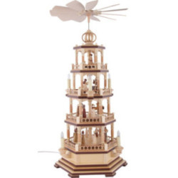 4-Tier Pyramid - The Christmas Story - 70 cm / 28 inch - 230 V Electr. Motor