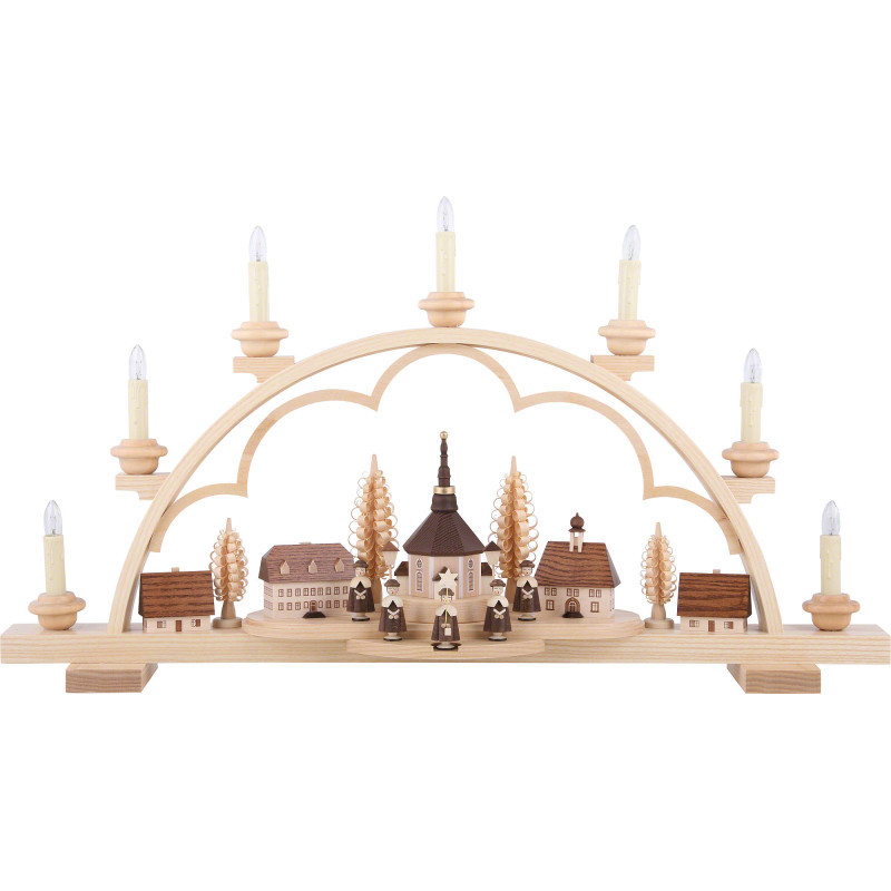 Candle Arch - Village Seiffen - 64 cm / 25 inch - 120 V Electr. (US-Standard)