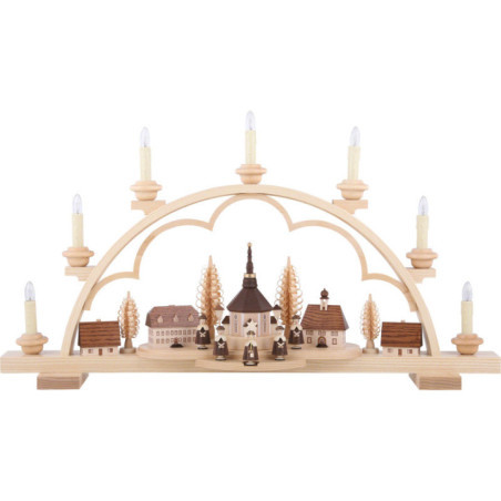 Candle Arch - Village Seiffen - 64 cm / 25 inch - 120 V Electr. (US-Standard)