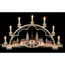 Schwibbogen Seiffener Dorf - 64 cm - 120 V (US-Norm)