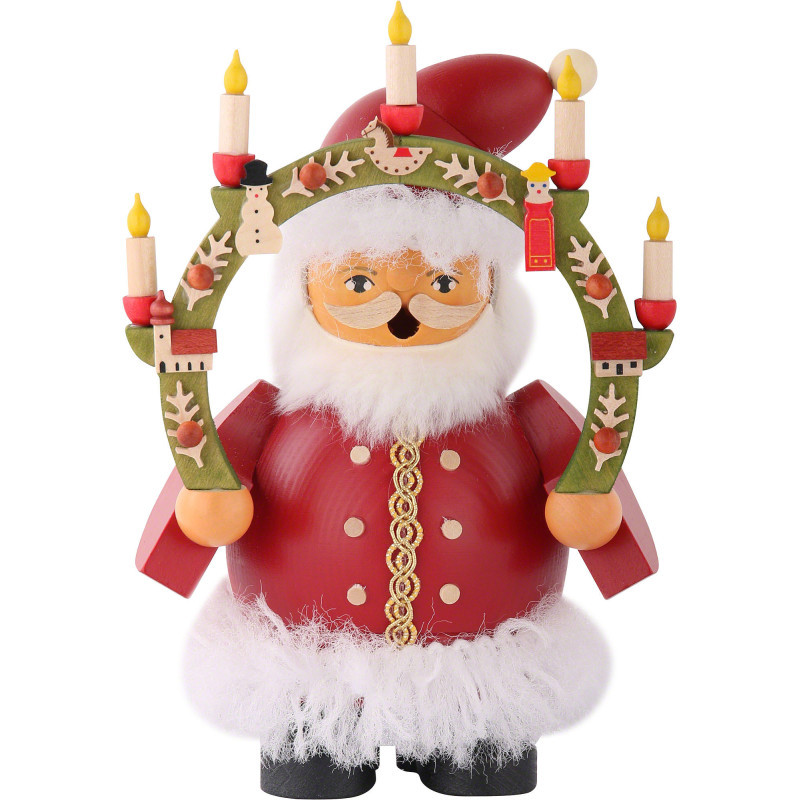 Räuchermännchen Weihnachtsmann mit Kerzenbogen 14 cm