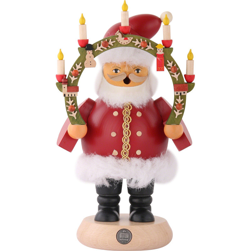Räuchermännchen Weihnachtsmann mit Kerzenbogen 18 cm