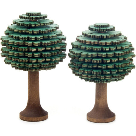 Layered Tree - Leaf Trees Green - 2 pieces - 10 cm / 3.9 inch