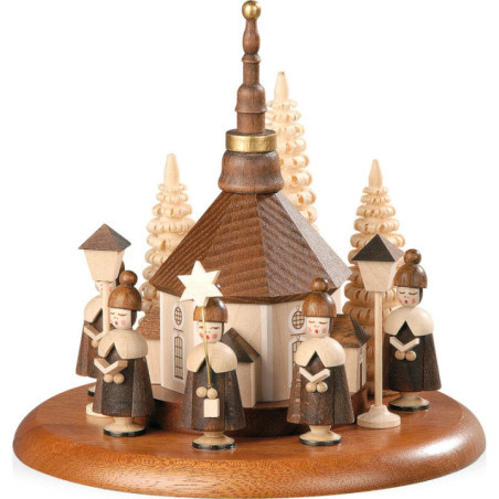 Motivplattform für elektr. Spieldose - Kurrende mit Seiffener Kirche natur - 13 cm
