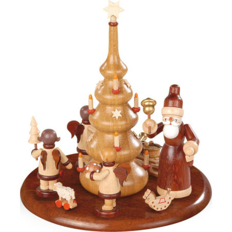 Theme Platform for Electr. Music Box - Santa with Angels Natural - 15 cm / 6 inch