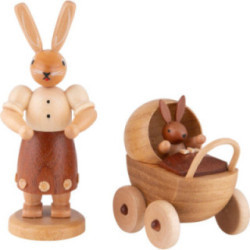 Hasenmutter mit Kinderwagen - 11 cm