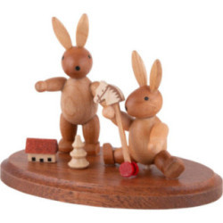 2 spielende Hasenkinder - 4 cm