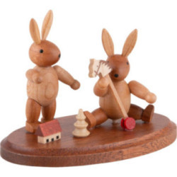 2 Easter Bunnies Playing - 4 cm / 2 inch
