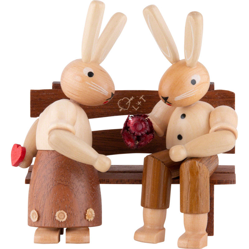 Bunny Couple Sitting - 9 cm / 3.5 inch