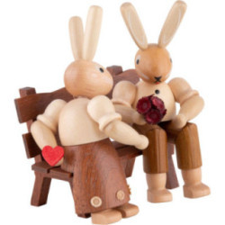 Bunny Couple Sitting - 9 cm / 3.5 inch