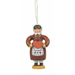 Christbaumschmuck Pfefferkuchenfrau farbig - 8 cm